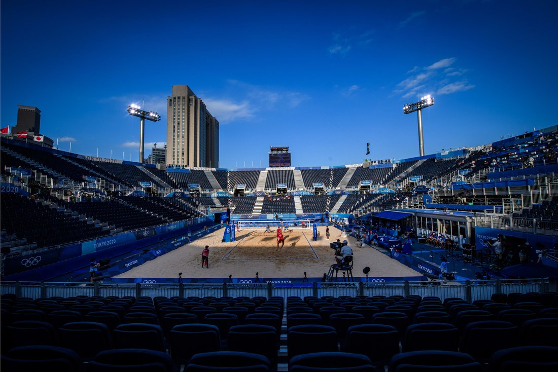 Das Beach-Volleyball-Stadion in Tokio