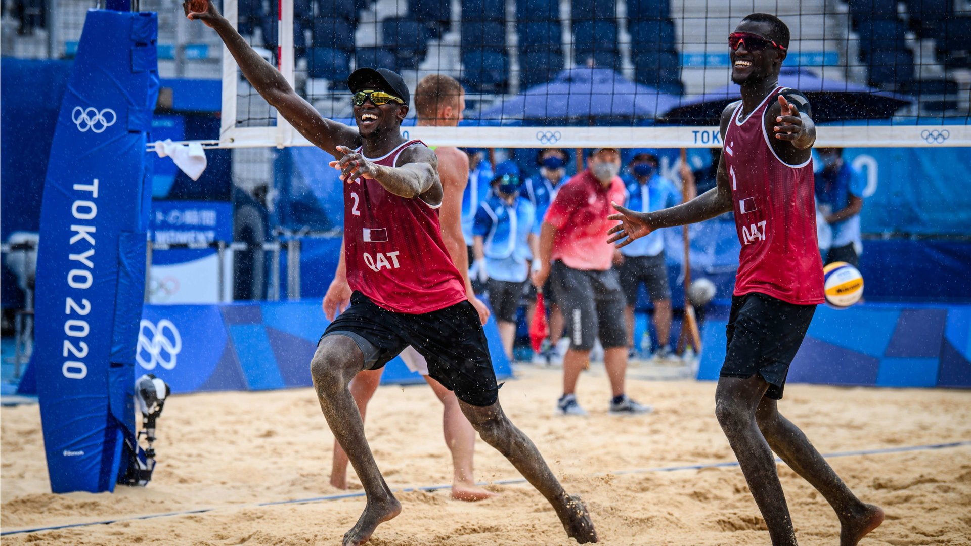 Jubel eines Beachvolleyball-Teams